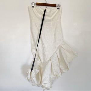 PrettyLittleThing white ruffle strapless dress Sz4